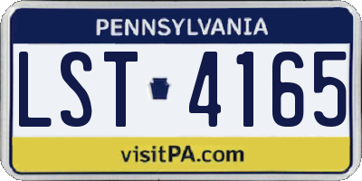 PA license plate LST4165