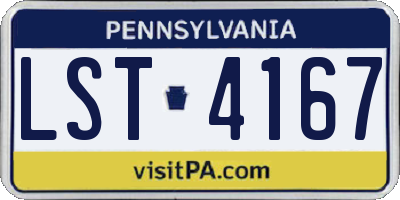PA license plate LST4167