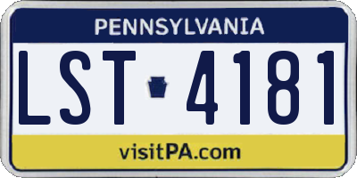 PA license plate LST4181