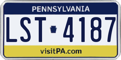PA license plate LST4187