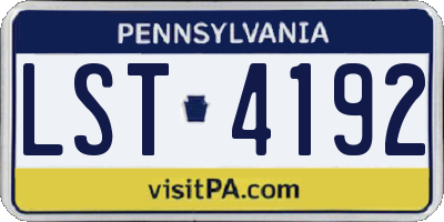 PA license plate LST4192