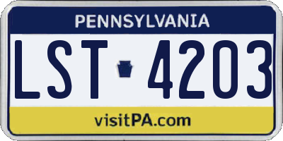 PA license plate LST4203