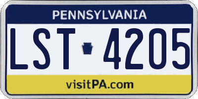 PA license plate LST4205