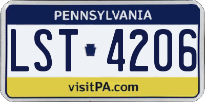 PA license plate LST4206