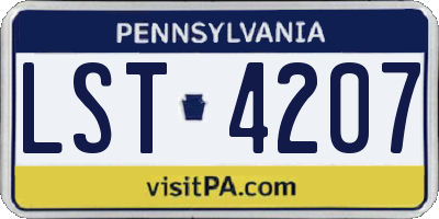 PA license plate LST4207