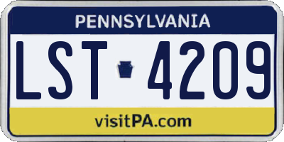 PA license plate LST4209