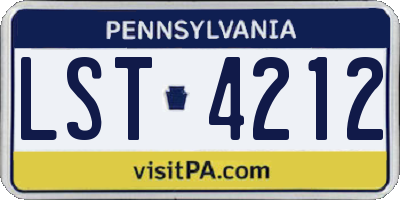 PA license plate LST4212