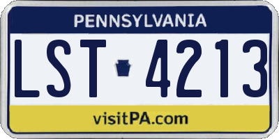 PA license plate LST4213