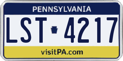 PA license plate LST4217