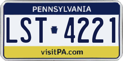 PA license plate LST4221