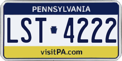 PA license plate LST4222