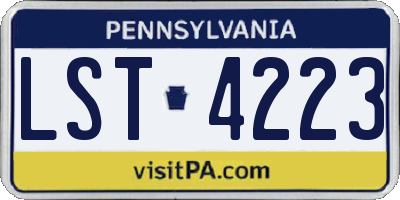 PA license plate LST4223