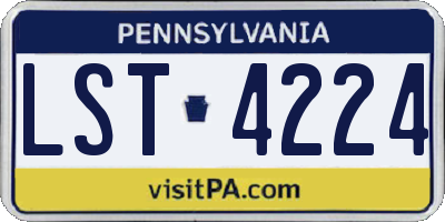 PA license plate LST4224