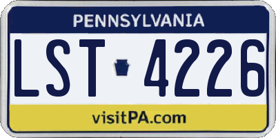 PA license plate LST4226