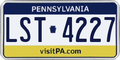PA license plate LST4227