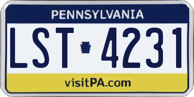PA license plate LST4231