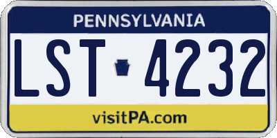PA license plate LST4232