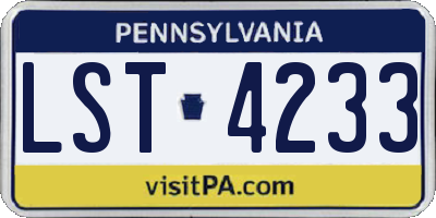 PA license plate LST4233