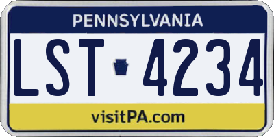 PA license plate LST4234
