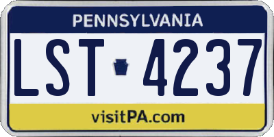 PA license plate LST4237