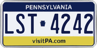PA license plate LST4242