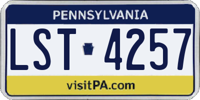 PA license plate LST4257
