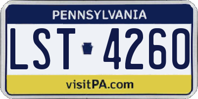 PA license plate LST4260