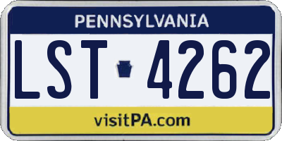 PA license plate LST4262