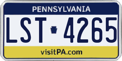 PA license plate LST4265