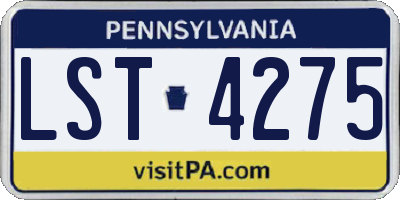 PA license plate LST4275