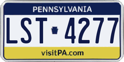 PA license plate LST4277