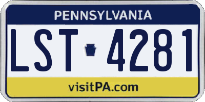 PA license plate LST4281
