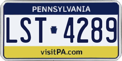 PA license plate LST4289