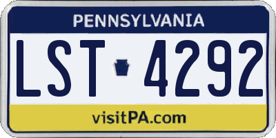 PA license plate LST4292