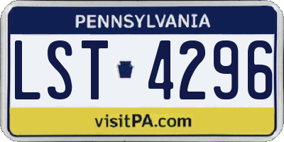 PA license plate LST4296