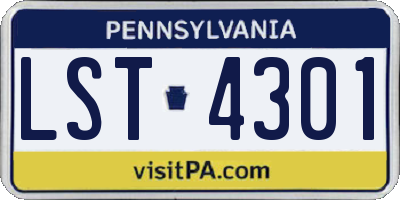 PA license plate LST4301