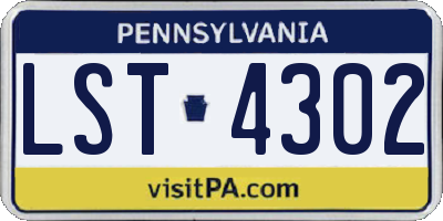 PA license plate LST4302