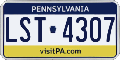 PA license plate LST4307