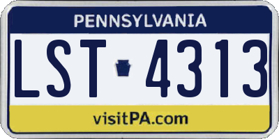 PA license plate LST4313