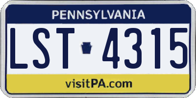 PA license plate LST4315