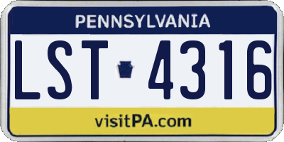 PA license plate LST4316