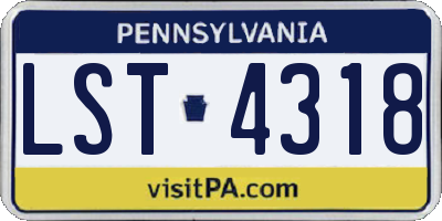 PA license plate LST4318
