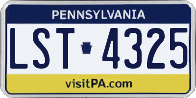 PA license plate LST4325