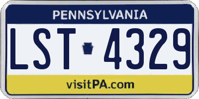 PA license plate LST4329
