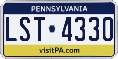 PA license plate LST4330
