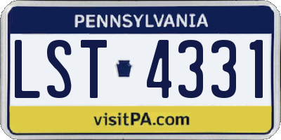 PA license plate LST4331
