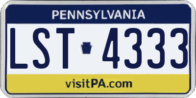 PA license plate LST4333