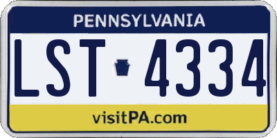PA license plate LST4334