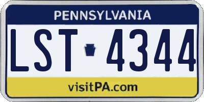 PA license plate LST4344