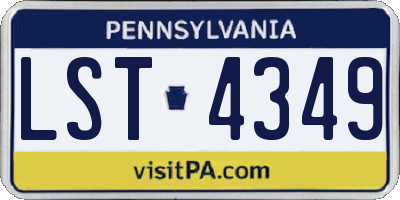 PA license plate LST4349